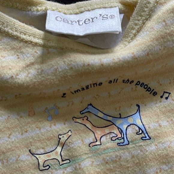 Vintage Y2K 3-6 Month John Lennon Carter's Yellow Bodysuit Cotton Imagine Onsie - Picture 2 of 5